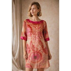 Vintage Velvet Burnout Medallion Mod Dress Sheer Boho Anthropologie Vibe Sz S